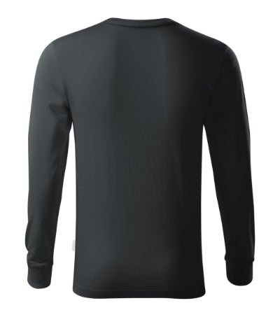 RIMECK RESIST LS Unisex T-shirt in ebony gray, brand label - promotional clothing printed with your company logo