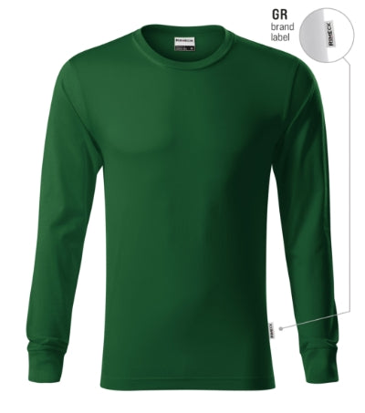 RIMECK RESIST LS Unisex T-shirt in bottle green, brand label - promotional clothing printed with your company logo