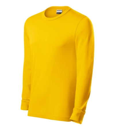 RIMECK RESIST LS Unisex T-shirt in yellow, brand label - promotional clothing printed with your company logo