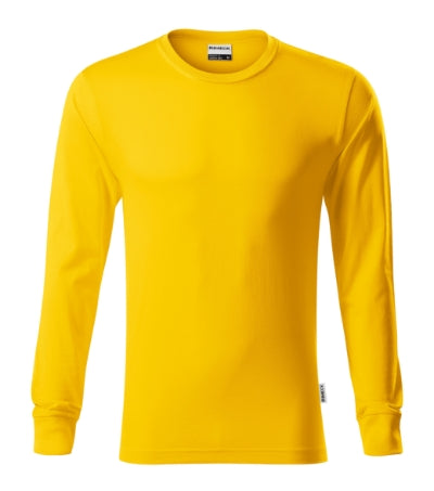 RIMECK RESIST LS Unisex T-shirt in yellow, brand label - promotional clothing printed with your company logo
