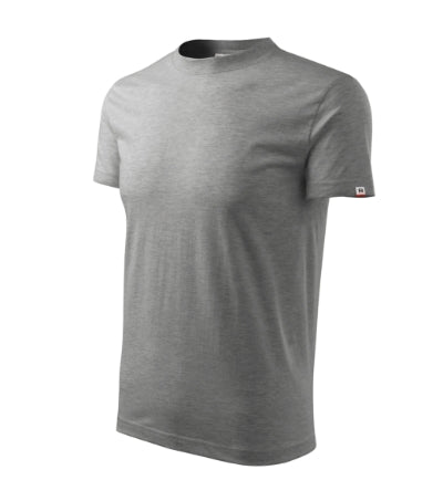 RIMECK BASE Unisex T-shirt in dark gray melange, brand label - promotional clothing printed with your company logo
