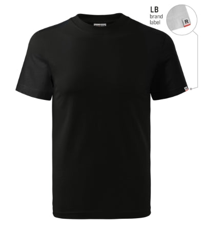 RIMECK BASE Unisex T-shirt in black, brand label - promotional clothing printed with your company logo