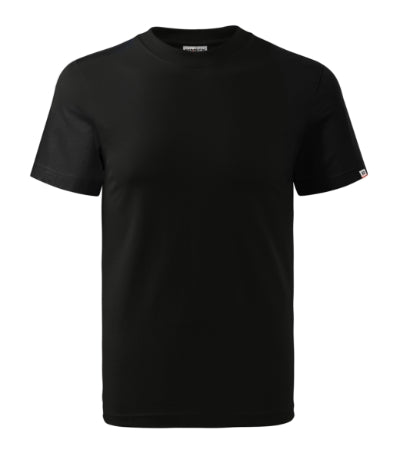 RIMECK BASE Unisex T-shirt in black, brand label - promotional clothing printed with your company logo