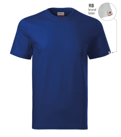 RIMECK BASE Unisex T-shirt in royal blue, brand label - promotional clothing printed with your company logo