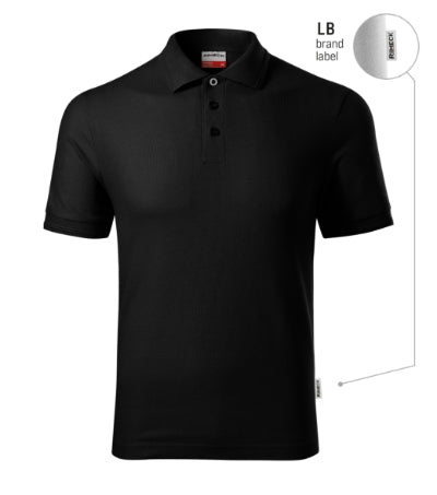 RIMECK RESERVE Men's polo shirt in black, brand label - promotional clothing printed with your company logo