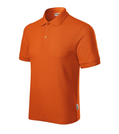 RIMECK RESERVE Men's polo shirt in orange, brand label - promotional clothing printed with your company logo