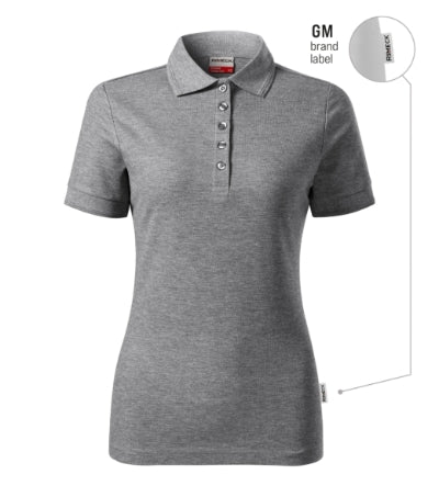 RIMECK RESERVE Women's polo shirt in dark gray melange, brand label - promotional clothing printed with your company logo