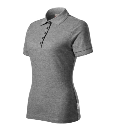 RIMECK RESERVE Women's polo shirt in dark gray melange, brand label - promotional clothing printed with your company logo