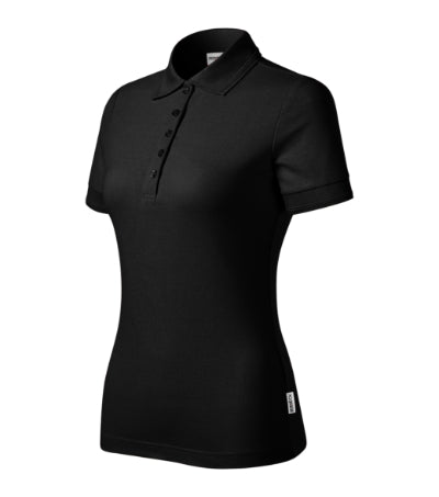 RIMECK RESERVE Women's polo shirt in black, brand label - promotional clothing printed with your company logo