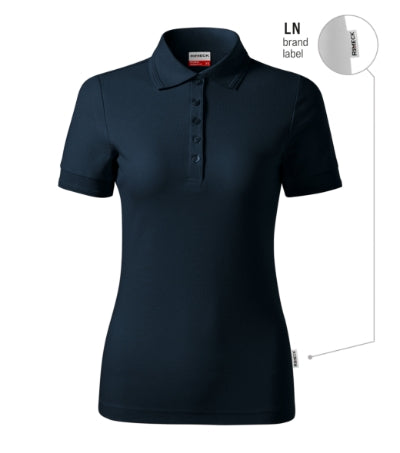 RIMECK RESERVE Women's polo shirt in navy blue, brand label - promotional clothing printed with your company logo
