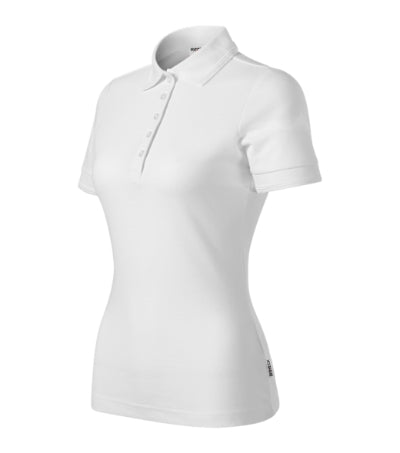 RIMECK RESERVE Women's polo shirt in white, brand label - promotional clothing printed with your company logo
