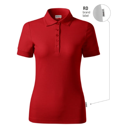 RIMECK RESERVE Women's polo shirt in red, brand label - promotional clothing printed with your company logo