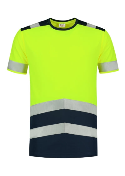 TRICORP T-SHIRT HIGH VIS BICOLOR Unisex T-shirt in fluorescent yellow - promotional clothing printed with your company logo