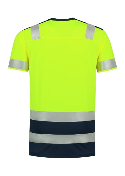 TRICORP T-SHIRT HIGH VIS BICOLOR Unisex T-shirt in fluorescent yellow - promotional clothing printed with your company logo