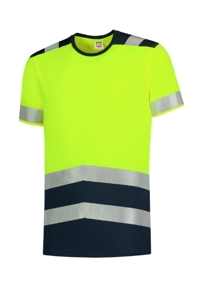TRICORP T-SHIRT HIGH VIS BICOLOR Unisex T-shirt in fluorescent yellow - promotional clothing printed with your company logo