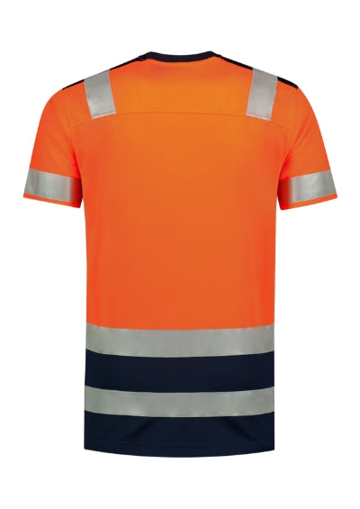 TRICORP T-SHIRT HIGH VIS BICOLOR Unisex T-shirt in fluorescent orange - promotional clothing printed with your company logo