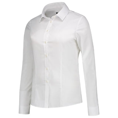 TRICORP FITTED STRETCH BLOUSE Women's shirt in white - promotional clothing printed with your company logo