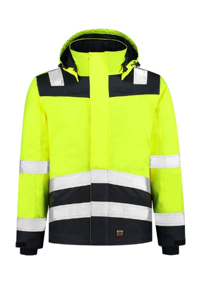 TRICORP MIDI PARKA HIGH VIS BICOLOR Unisex work jacket in fluorescent yellow - promotional clothing printed with your