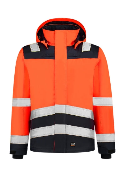 TRICORP MIDI PARKA HIGH VIS BICOLOR Unisex work jacket in fluorescent orange - promotional clothing printed with your