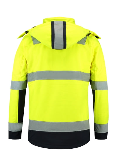 TRICORP BI-COLOR EN ISO 20471 SOFTSHELL Unisex softshell jacket in fluorescent yellow - promotional clothing printed with