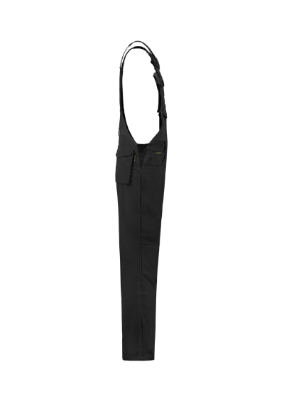 TRICORP DUNGAREE OVERALL INDUSTRIAL Unisex work bib trousers in black - promotional clothing printed with your company logo