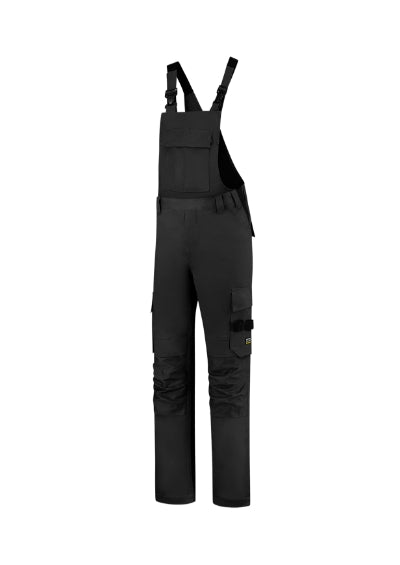 TRICORP BIB & BRACE TWILL CORDURA Unisex work bib trousers in black - promotional clothing printed with your company logo