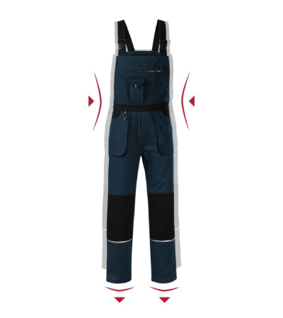 RIMECK WOODY Men's work bib trousers in navy blue - promotional clothing printed with your company logo