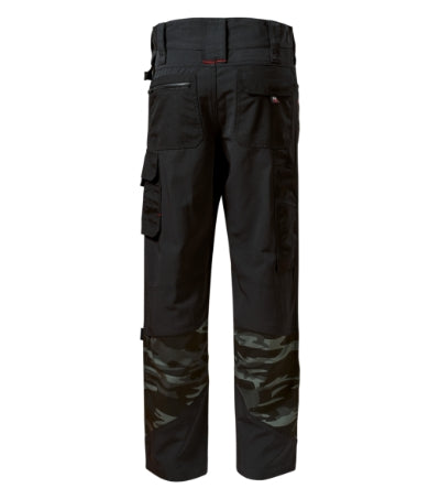 RIMECK VERTEX CAMO Men's work trousers in camouflage dark gray - promotional clothing printed with your company logo