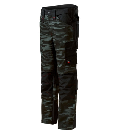 RIMECK VERTEX CAMO Men's work trousers in camouflage dark gray - promotional clothing printed with your company logo