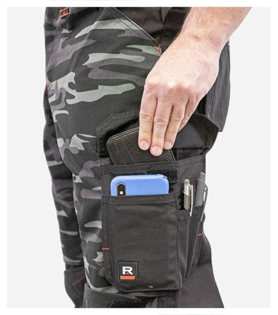RIMECK VERTEX CAMO Men's work trousers in camouflage dark gray - promotional clothing printed with your company logo