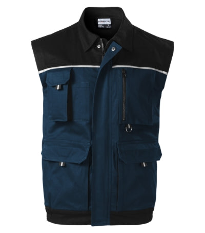 RIMECK WOODY Men's work vest in navy blue - promotional clothing printed with your company logo