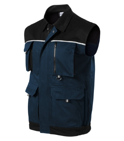 RIMECK WOODY Men's work vest in navy blue - promotional clothing printed with your company logo