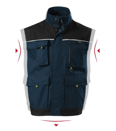 RIMECK RANGER Men's work vest in navy blue - promotional clothing printed with your company logo